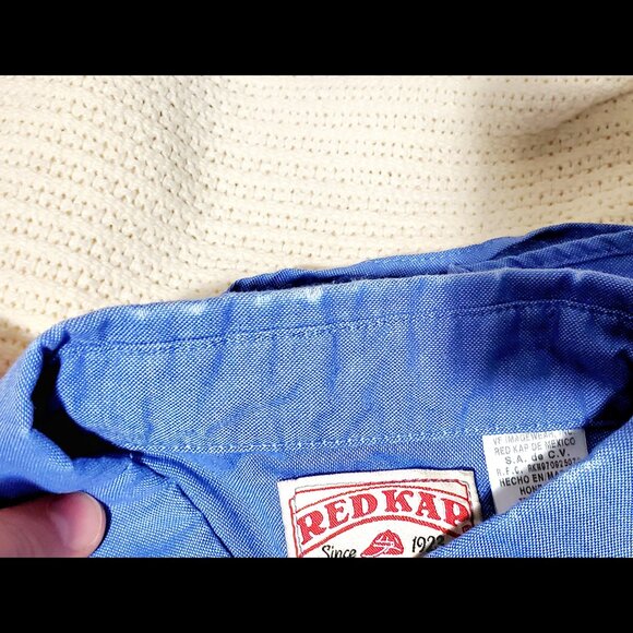 Red Kap Mens Vintage Work Shirt XL Blue Long Sleeve 17.5 - 35 - Picture 3 of 15
